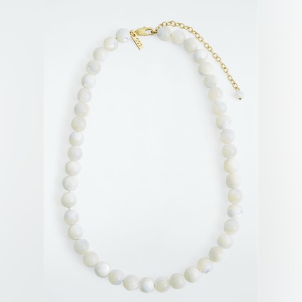 New COS Elegant White Beaded Pearl Necklace